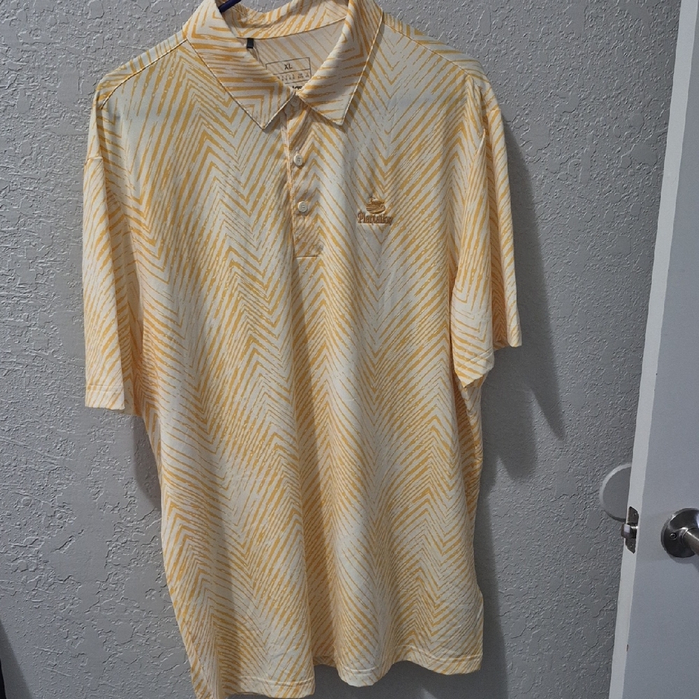 Adidas Yellow Polo Shirt Casual Cotton Blend